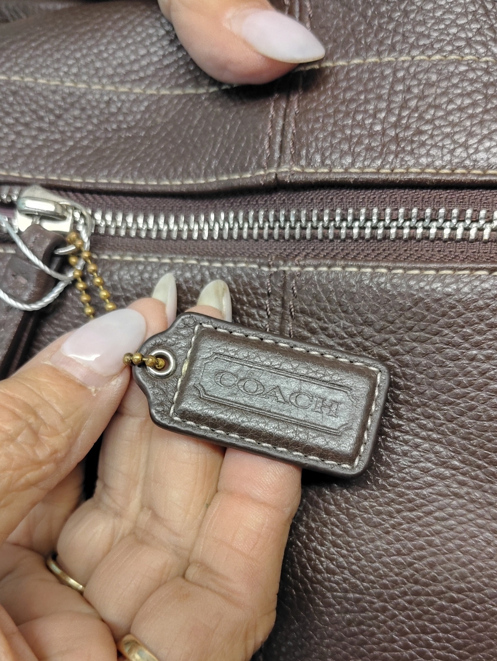 Coach Brown Leather Crossbody Bag with Brass Hardware
